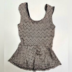 Charolette Russe tan and black Chevron Pattern Peplum top size xs
